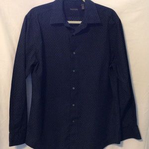 Structure Black w/Gray Link Design Long Sleeve Button Down Size Large 41-43